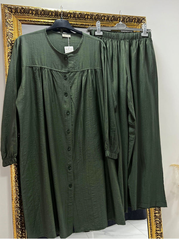 Pleated Detailed Linen Suit