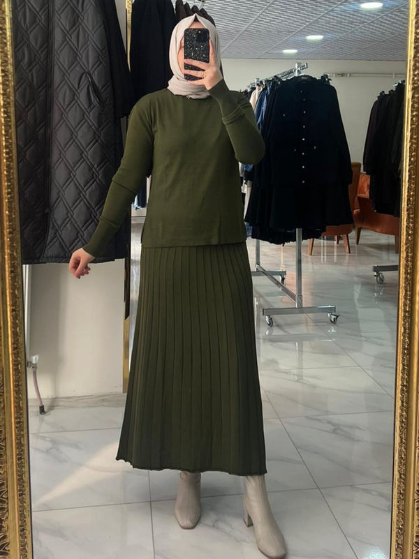Armine Trend Triko Pliseli Etekli Takım