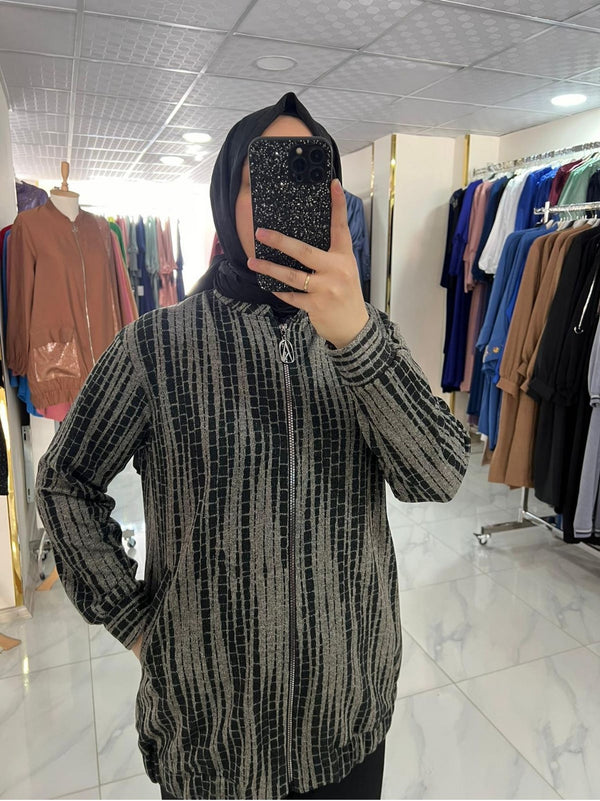 ARMİNE Kendinden Desenli Parlak Ceket