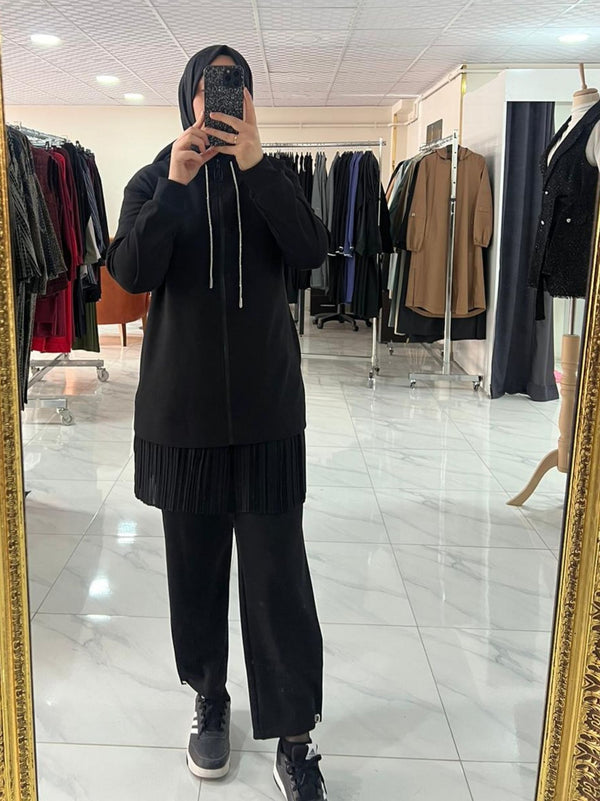 Armine Trend Plise Detaylı Fermuarlı Spor Takım
